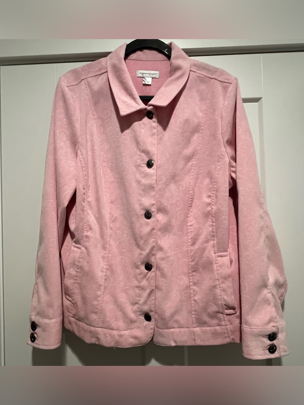 Christopher & Banks Light Pink Embossed Swirl Button-Front Jacket Size Large
